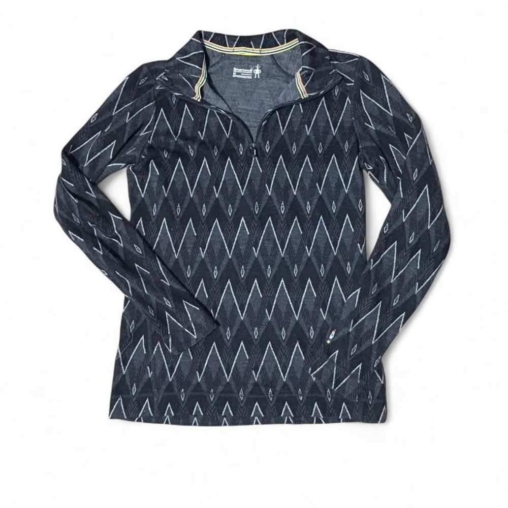 Smartwool black & grey patterned long sleeve quarter zip pullover